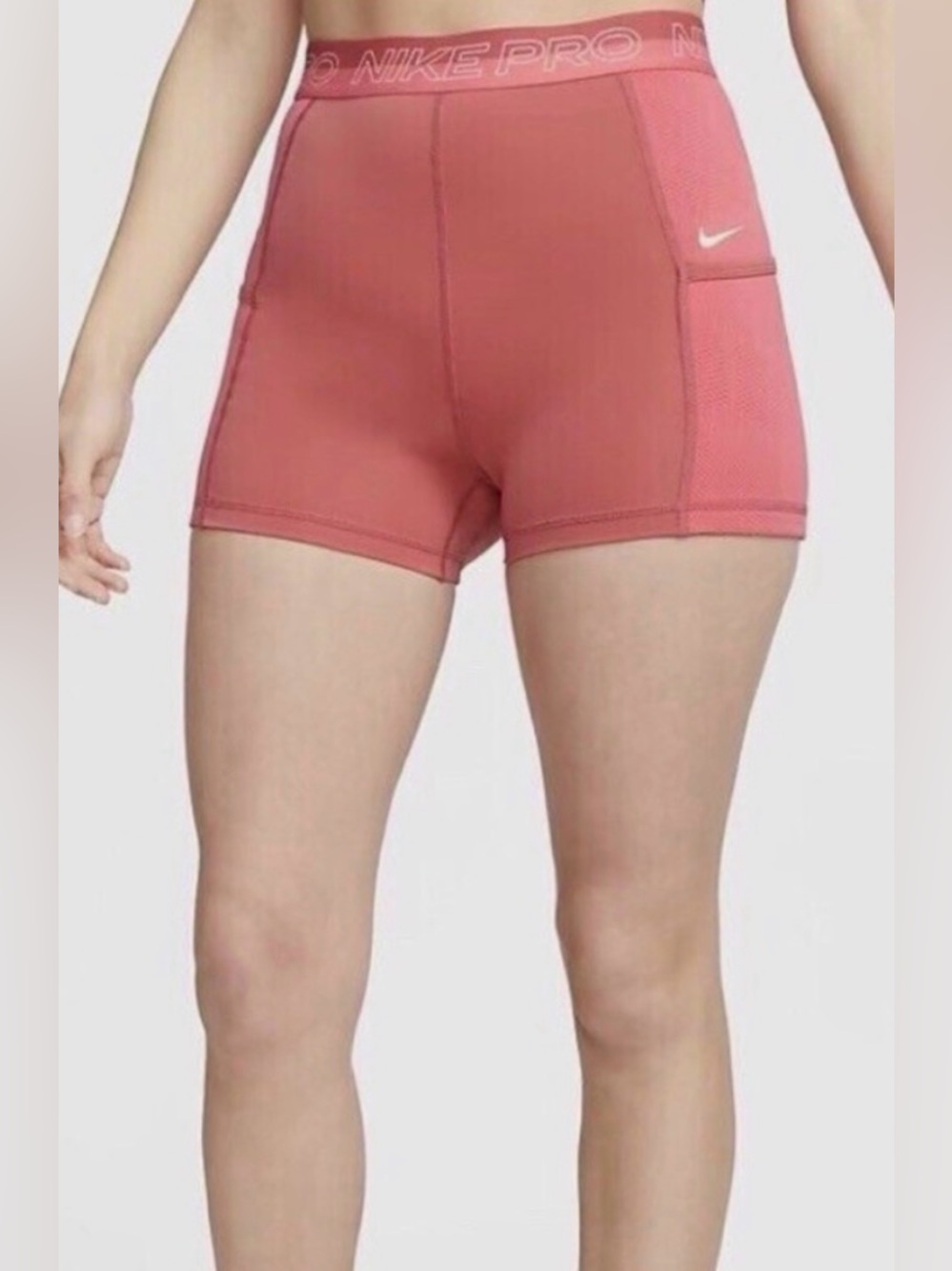 Nike Pro High-Waisted 3" Training Shorts with Pockets Rosewood Pink Large